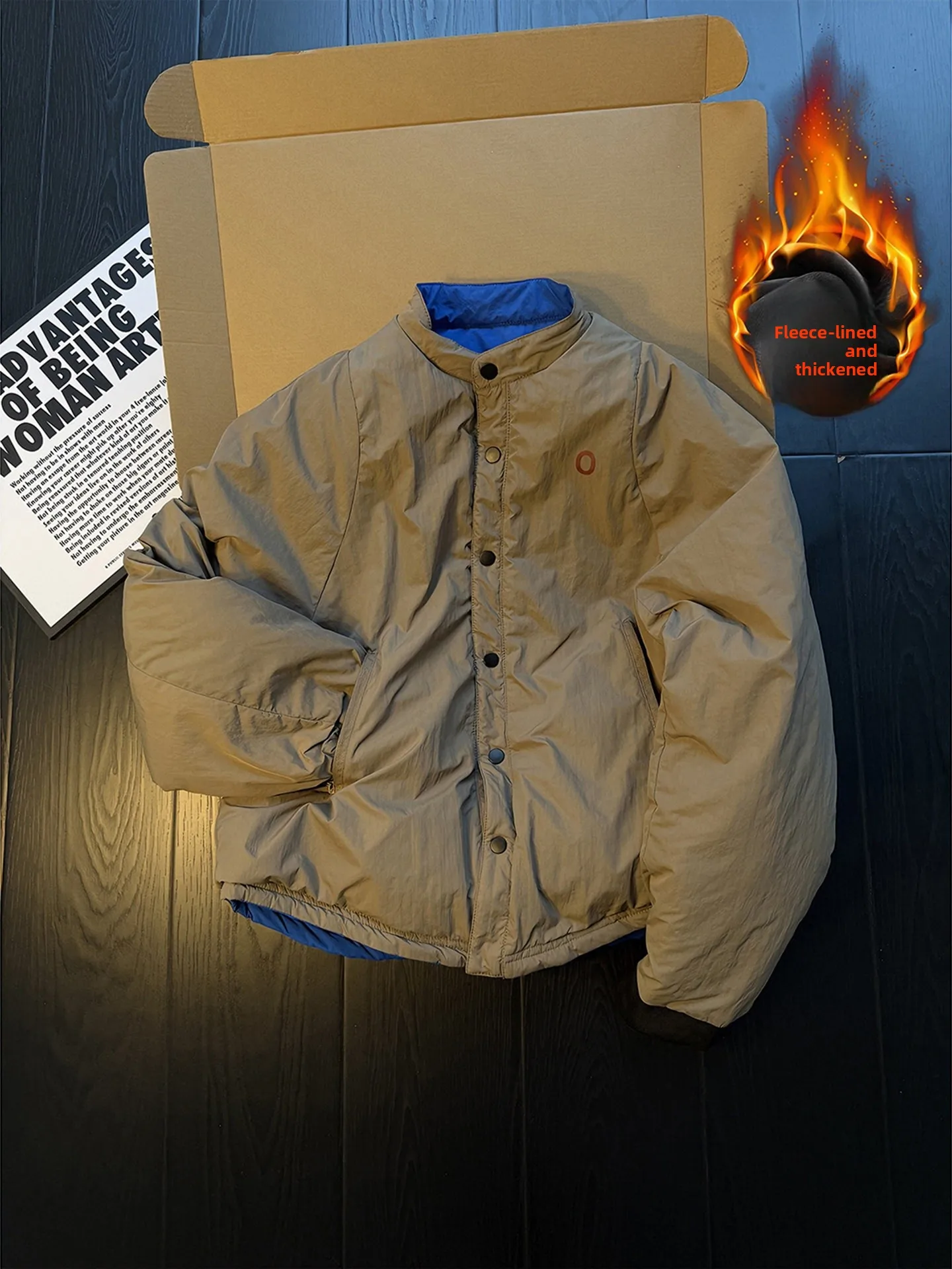 

Двусторонняя хлопковая куртка с цветными вставками для пар, теплая, зимняя, прочная, с воротником-стойкой, на молнии, повседневная