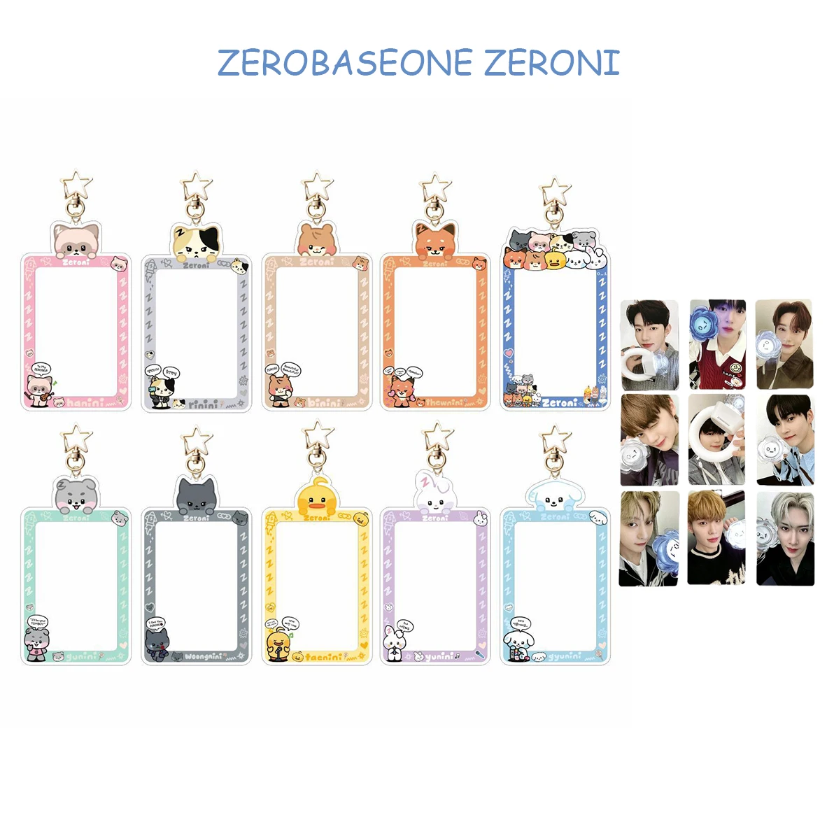 

2Pcs/Set KPOP ZEROBASEONE Zeroni Card Holder Keyring Photocards Ricky Gyuvin Zhanghao Hanbin Lomo Card Protective Case Fans Gift