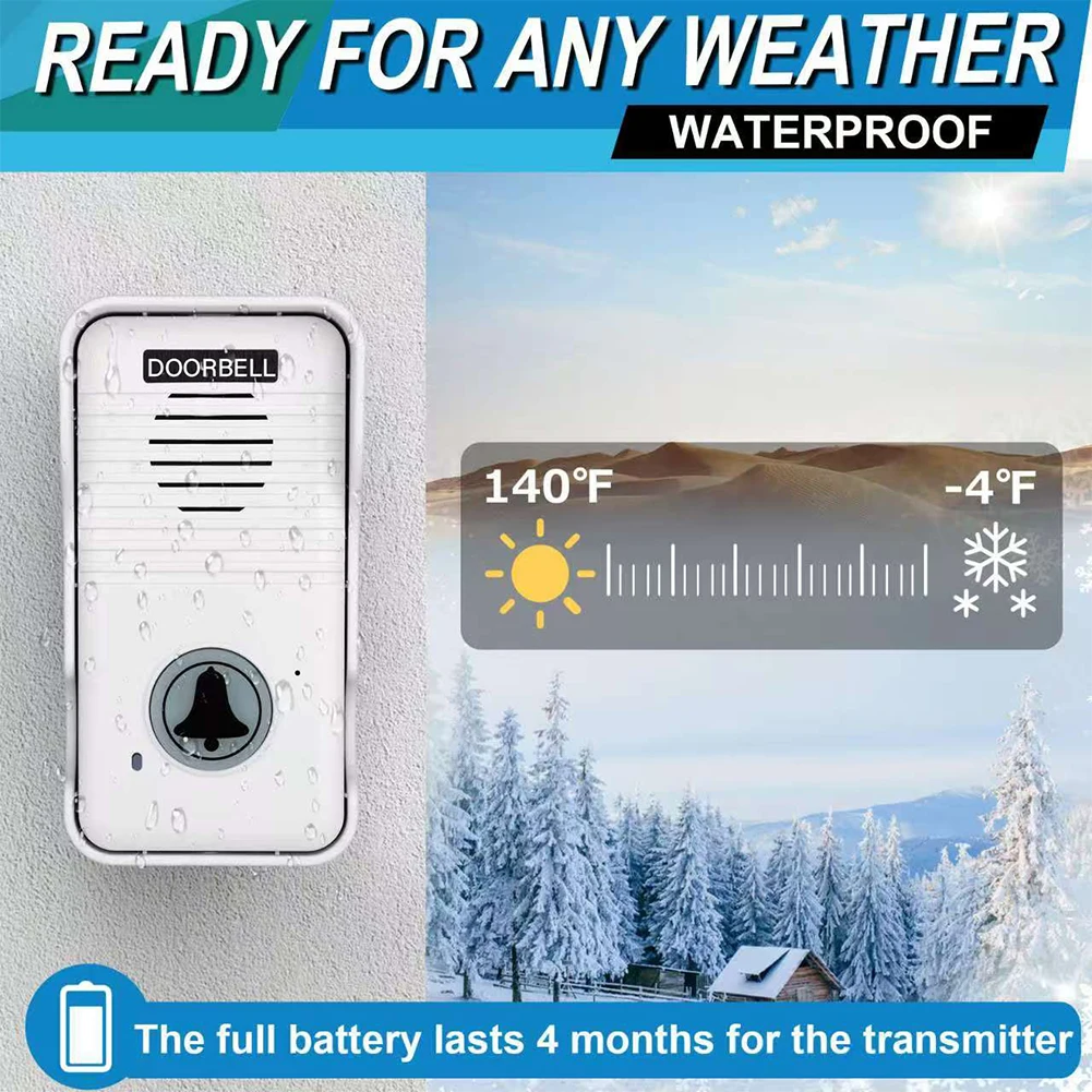 

Wireless Voice Duplex Intercom Doorbell with Rechargeable Battery House Home Audio Apartment Room Intercom for Factory Office