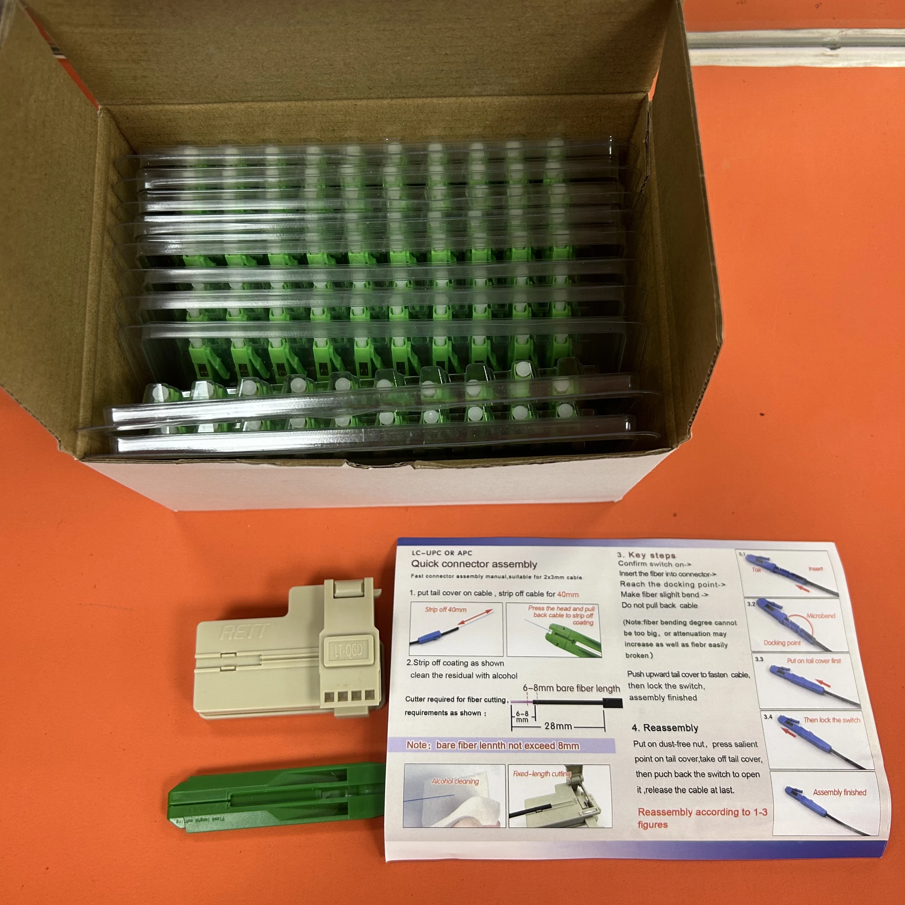 LC APC glasvezelmontage snelkoppeling, single mode LC glasvezelkabel, snelle connector, 10-100 stuks (optioneel), hoge kwaliteit