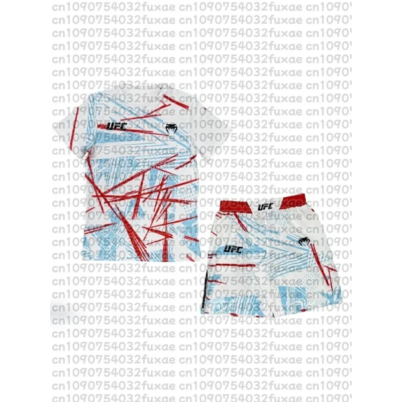 

UFC MMA Top Boxer Alex Pereira Boxing Fighting Event T-shirt Shorts Men Breathable Jersey Wrestling Running Sweat Absorbing Set