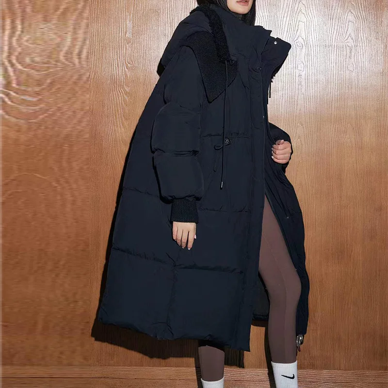 Lange Daunenjacke für Damen für Herbst/Winter – modischer, übergroßer, verdickter, warmer, vielseitiger Mantel im neuen Stil, trendig