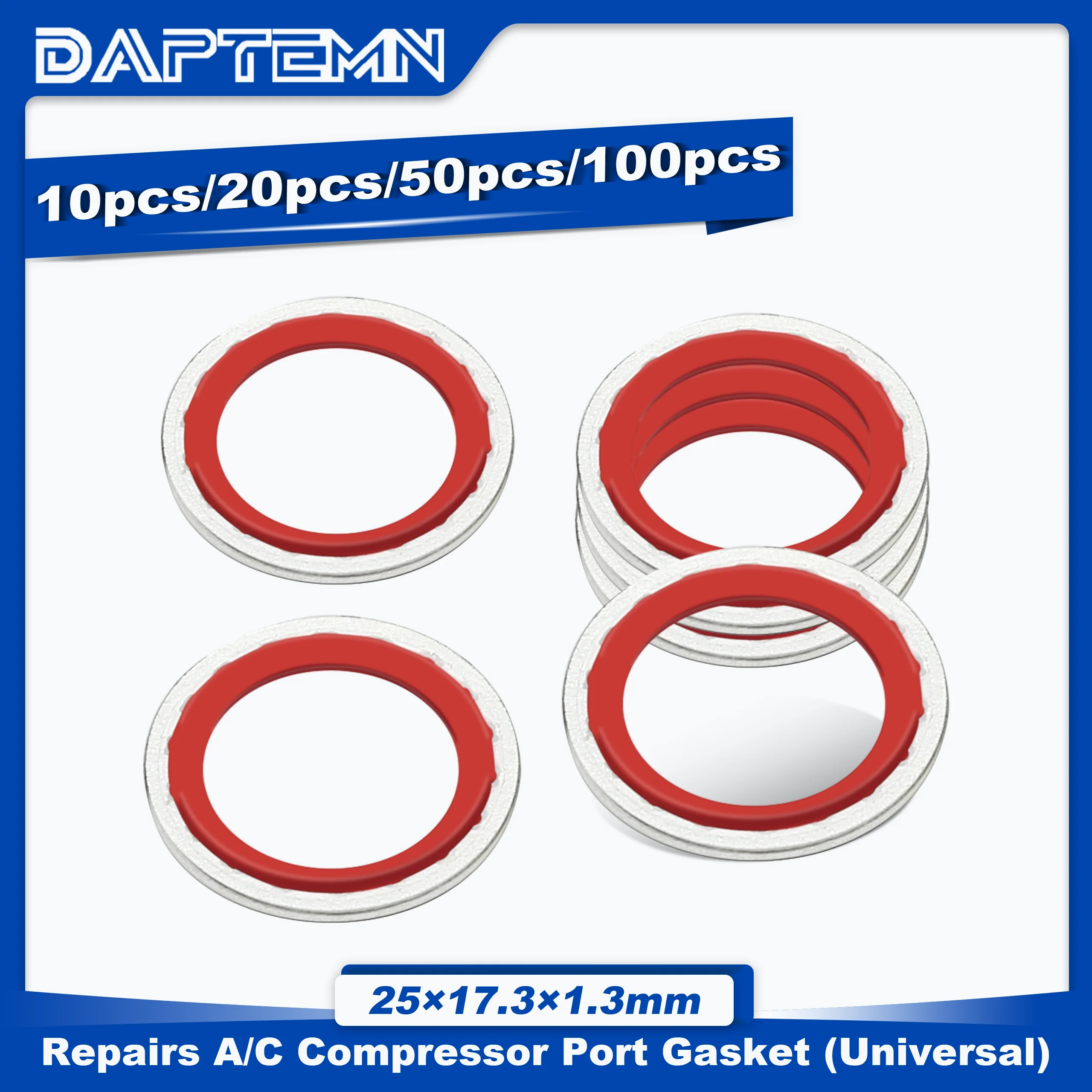 

A/C Compressor Rubber Washers Repairs Car Self-Centered O-Ring, Replace A/C System Compressor Port Gasket (25x17.3x1.3mm) (Red)