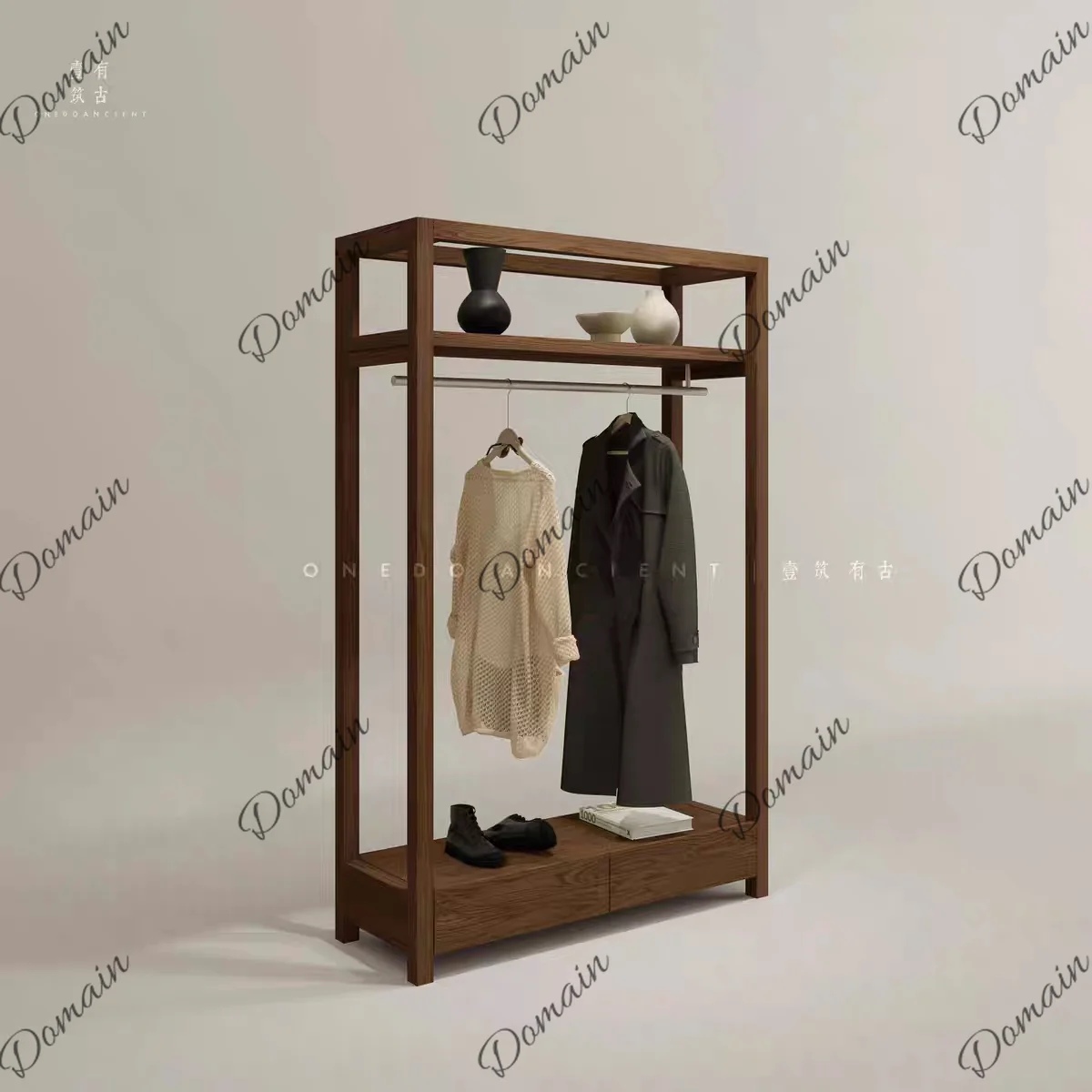 Clothing store Solid wood hanger Zhongdao cabinet display cabinet Floor-to-ceiling display rack Shelf shelf display rack