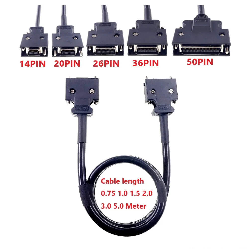 1 Pc SCSI Connector Cable MDR 14 20 26 36 50 Positions Male to Male Plug Adapter 0.75 1 1.5 2 3 5 Meter Extension Soldered