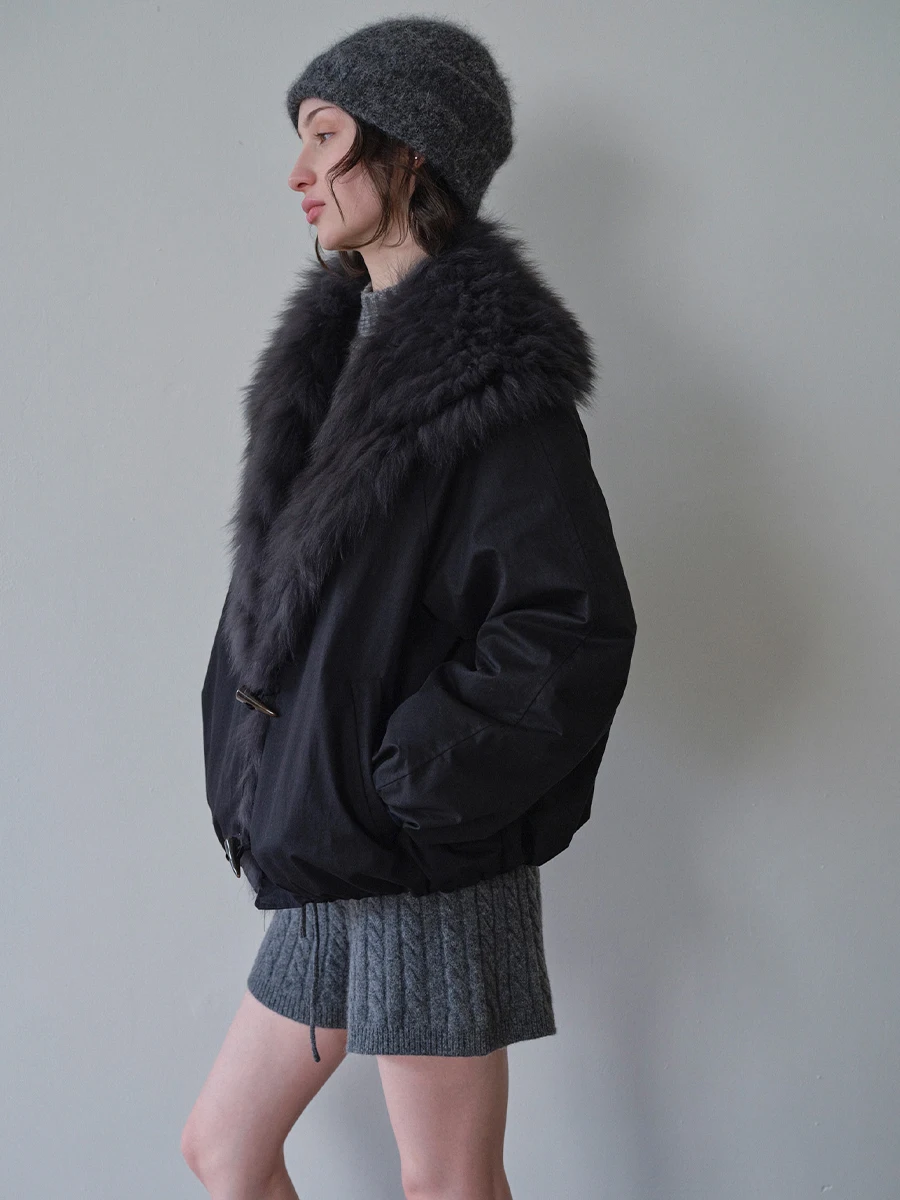 

DKZ женское стеганое пальто с воротником из гусиного пуха, зимнее новое простое теплое стеганое пальто, длинное повседневное пальто свободного покроя