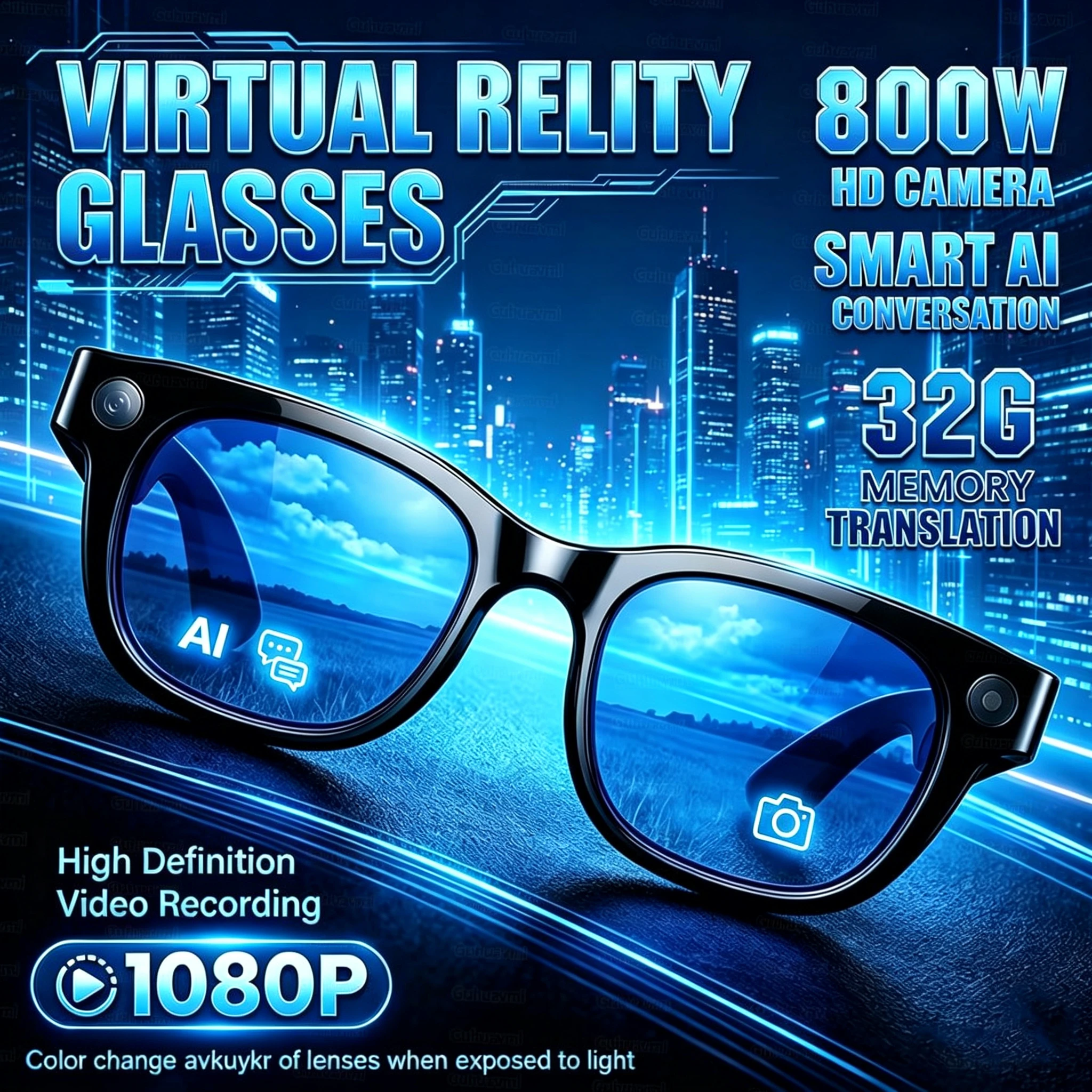 2026 New AI Smart Glasses 160+Language Translation Sunglasses 800W Pixel Camera Video Music Player Call Color Change Glasses Men