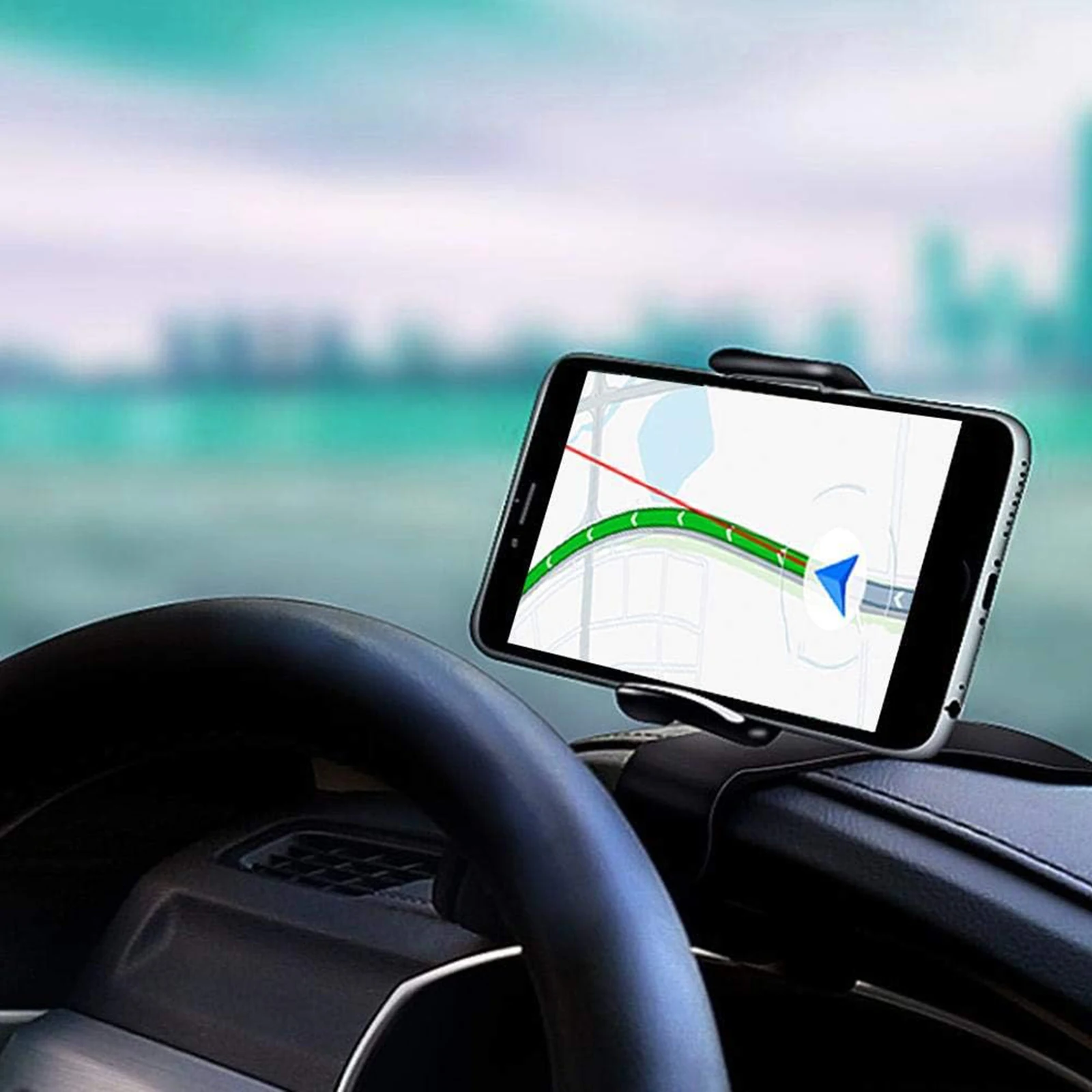 

Car Phone Mount Holder for Dashboard - Adjustable Clip-on Stand for iPhone/Samsung/GPS Auto Accessories for Safe Driving