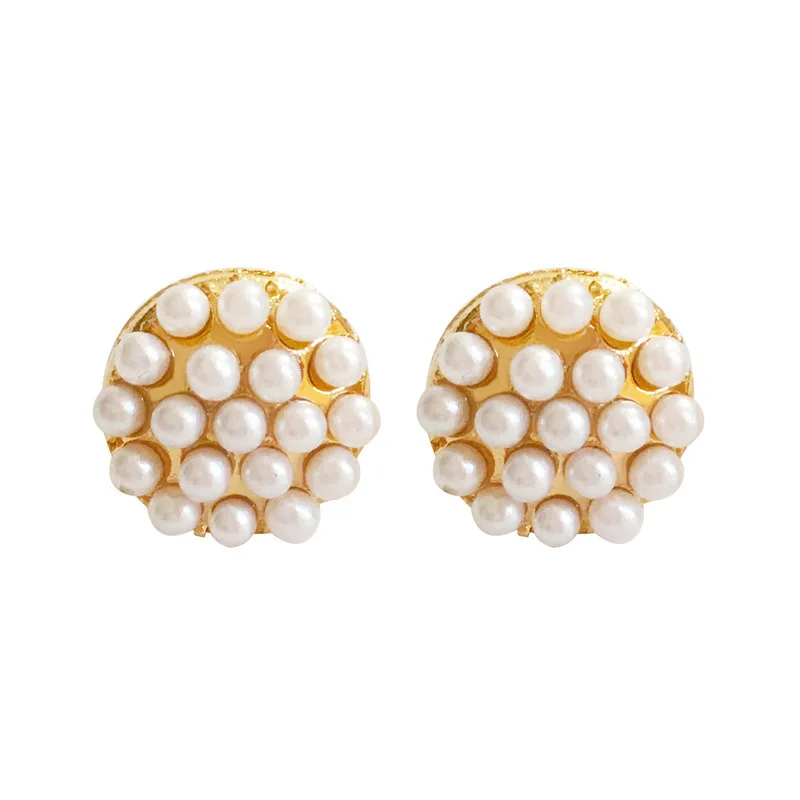 Full of Small Simulated Pearls Round Ball Charming piercing Stud Earrings for Women Jewelry