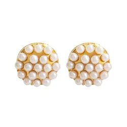 Full of Small Simulated Pearls Round Ball Charming piercing Stud Earrings for Women Jewelry