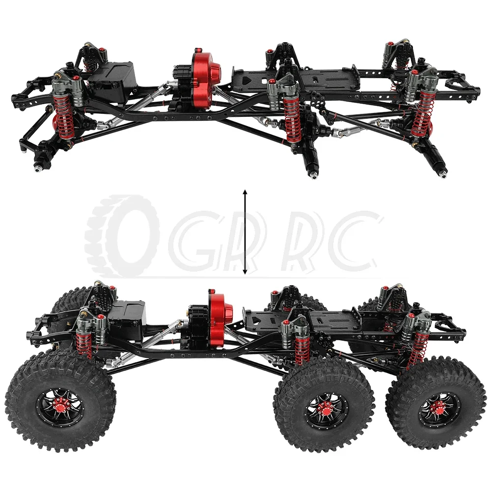 Aluminum Alloy Metal 6x6 RC Car Chassis Frame with Front Middle Rear Axles Gearbox DIY for Axial SCX10 1/10 RC Crawler Car Parts