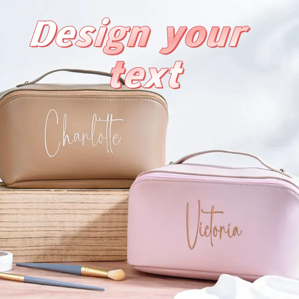 

Custom Leather Square Cosmetic Bag Personalized Logo And Pattern Beauty Skin Care Large Capacity Portable Hand-Held Cosmetic Bag