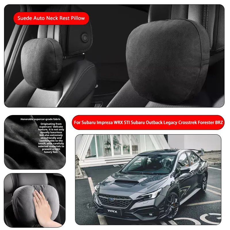 For Subaru Premium Faux Suede Neck Pillow car seat pillow car neck pillow Suede Fabric Car Headrest interior