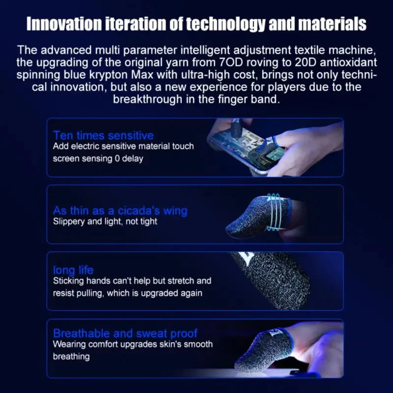 1 Pair Finger Cover For Game Sweat Proof Sensitive Fingertips Touch Screen Gamer Finger Gloves Thumb Sleeve