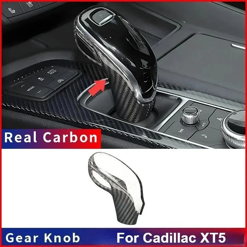 

For Cadillac XT5 Real Dry Carbon Fiber The Back of The Gear Shift Head From 2016-2018 Decorative Sticker Interior Accessories