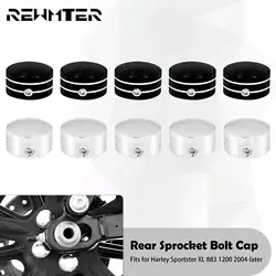 Motorcycle Black/Chrome Rear Sprocket Flat Bolt Cap Cover Kit For Harley Softail Breakout Sportster XL Touring Road King Glide