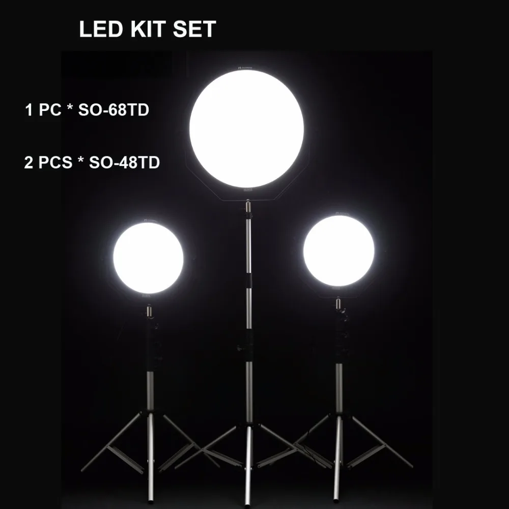 

Falcon Eyes SO-48TD*2pc+SO-68TD*1pc Continuous LED Panel Kit Set Dimmable High CRI95 3000-5600K Photo Video Lighting