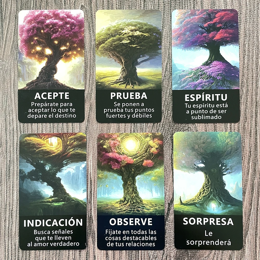 Spanish Oracle Cards Tarot Clarity Deck Spirit Tree Prophecy Divination with Meaning on It Keywords Taro 56-cards