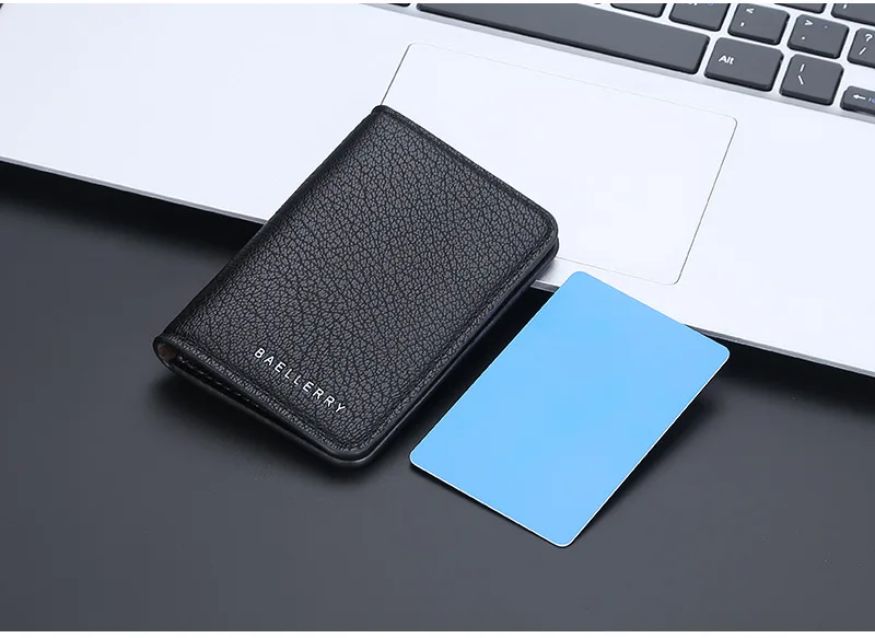 Baellerry Herren Slim Wallet aus weichem PU-Leder, Mini-Kreditkartenetui, Luxusmarke, Kartenhalter, Ausweishülle für Herren – Detail 12