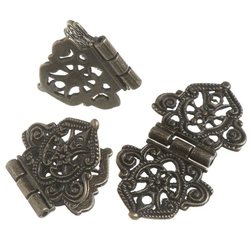 3Pcs/Set Vintage Alloy Hollow Flower Hinge 24*54mm Furniture Hardware DIY Box Metal Hinges