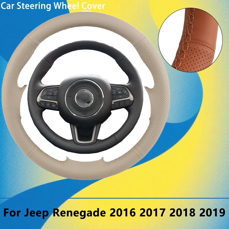 

Custom Artificial Leather DIY Car Steering Wheel Cover For Jeep Renegade 2016-2019 OEM Automotive Grip Anti Slip Breathable