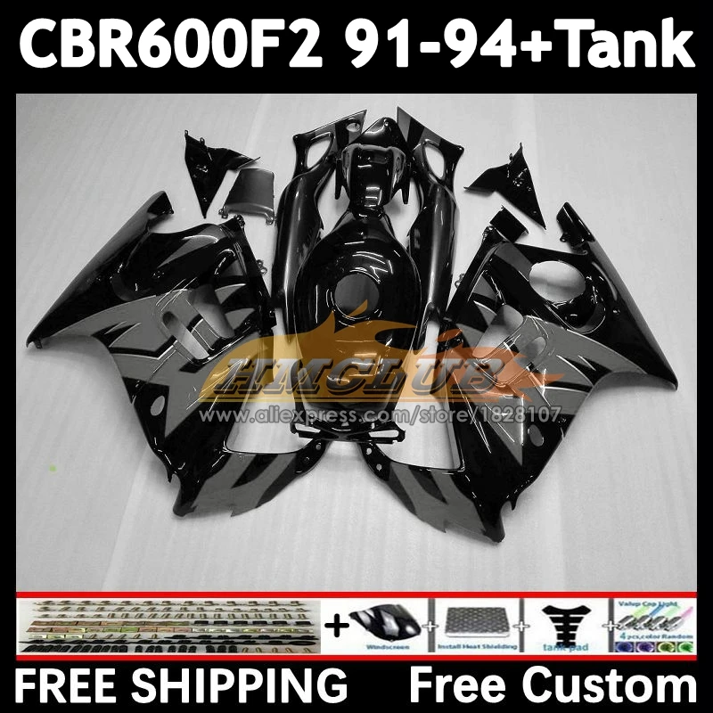 Bodys +Tank For HONDA CBR600 CBR 600F2 600 F2 FS CBR600F2 91 92 93 94 55No.291 CBR600FS 1991 1992 1993 1994 grey black Fairing