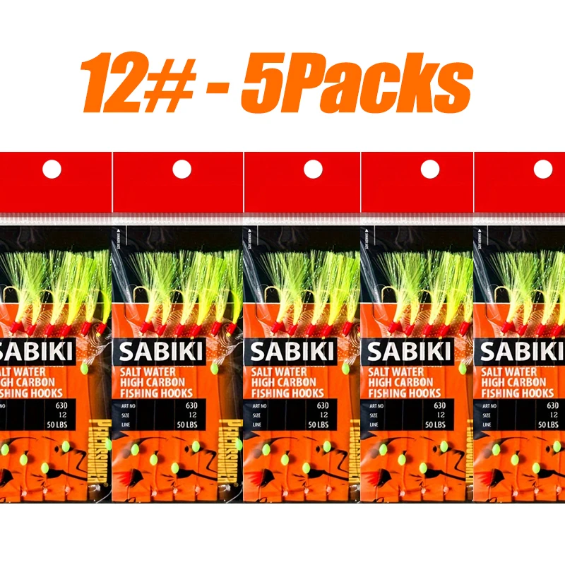 TAKBAS Glow-in-the-Dark Sabiki Rig Set 5/10 Packungen, hochfeste Nylon-Angelgeräte mit scharfen Haken für Salzwassersurfen 7
