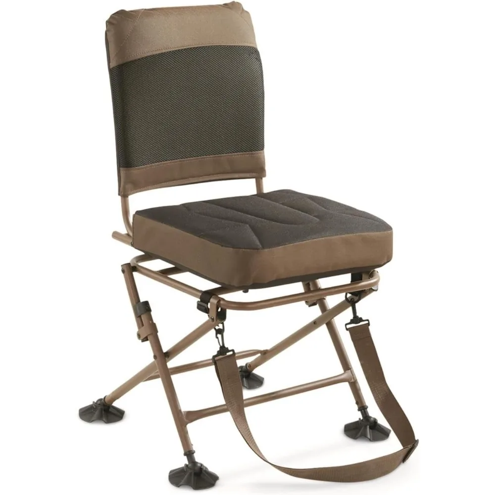 Huntrite 360 Swivel Hunting Blind Chair, 300 Pound Capacity, Folding, Lightweight, Portable, Padded Cushion Hunting Seat