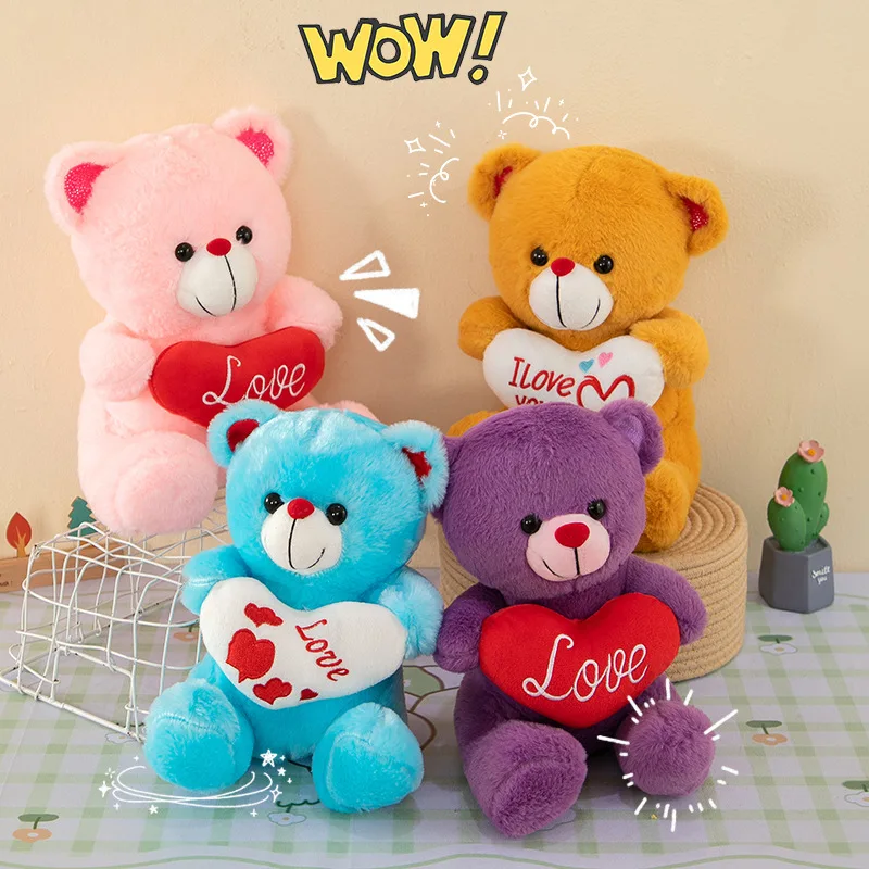 New Cartoon Love Heart Bear Plush Stuffed Doll Toy Creative Cute Love Bear Doll 520 Valentine's Day Confession Birthday Gifts