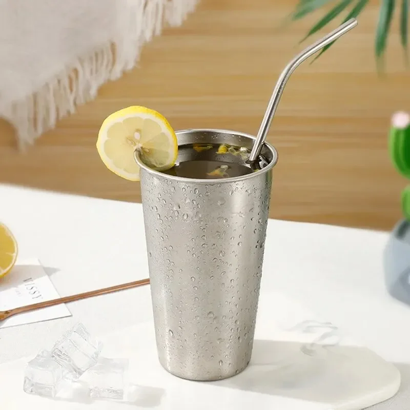 Einschichtige Edelstahl Outdoor Camping Bierbecher Wasserbecher mit großer Kapazität Curlingbecher Milchtee Kaffeetassen
