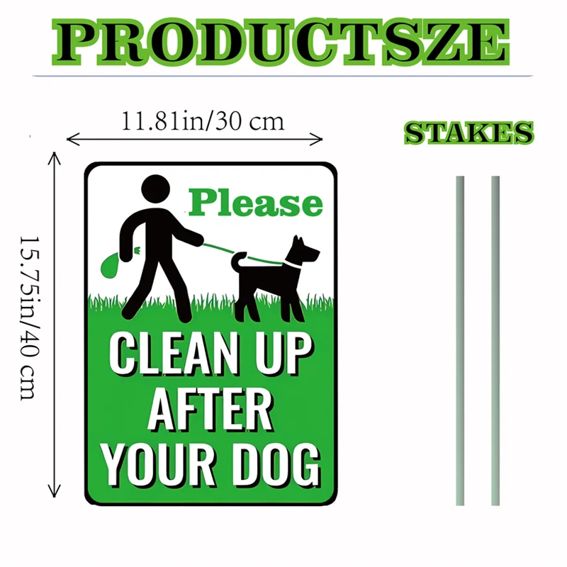 2Pcs Please Clean Up After Your Dog Sign Home Garden Patio For Dog Notice Board Yard Lawn Curb Your Dog Sign No Dog Poop Warning