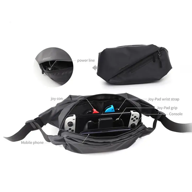 For Switch Oled Game Console Multi-Function Zipper Messenger Soft Bag Switch Host Storage Fanny Pack Dropshipping