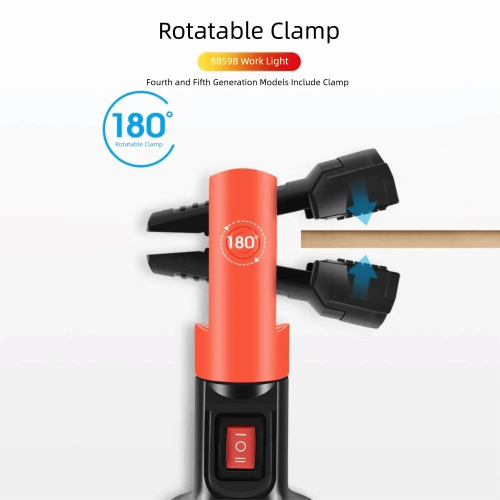 2*18650 Battery Waterproof LED Work Light USB Rechargeable High Power COB Floodlight With Hook Rechargeable Lamp Working Lamp