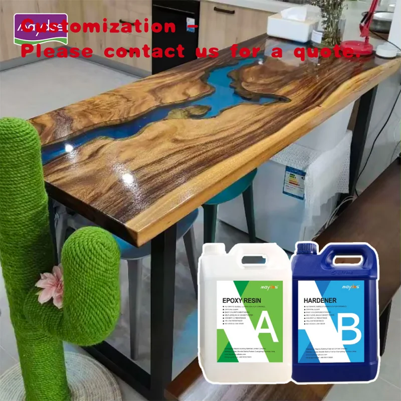custom.Modern Industrial Solid Wood Coffee Dining Table with Epoxy Resin Coating Furniture Paint & Trowel Applicati