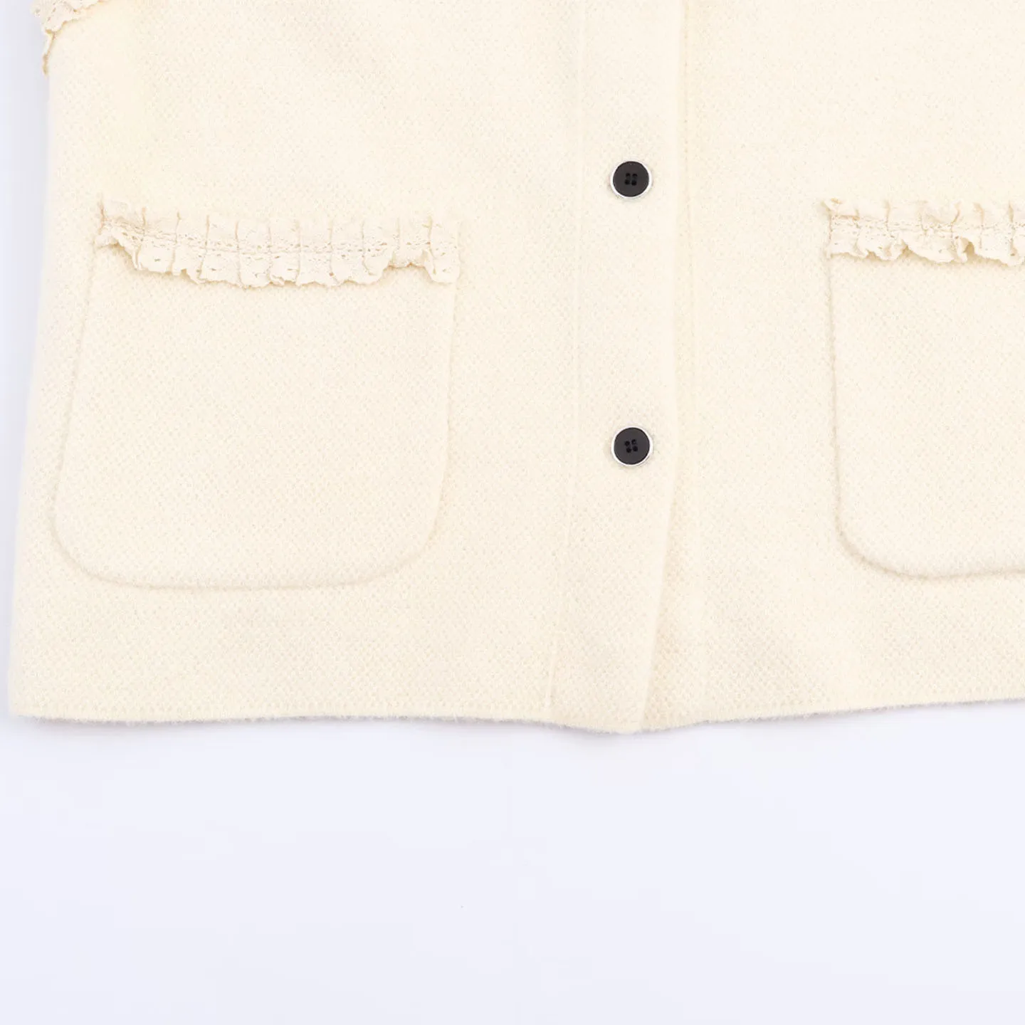 レディーススタイル レース ラウンドネック ニット ノースリーブ オープンカーディガン ベスト 秋 2025 新作 Z 通勤スタイル 無地