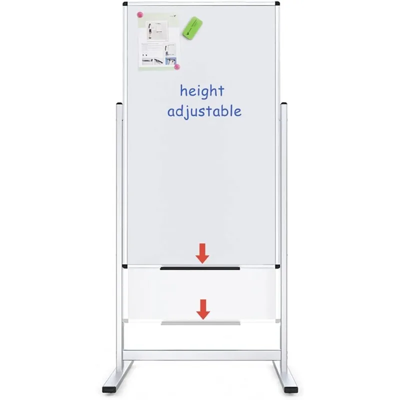 Quadro branco com suporte magnético dupla face, 48 x 24 polegadas, suporte com estrutura de alumínio