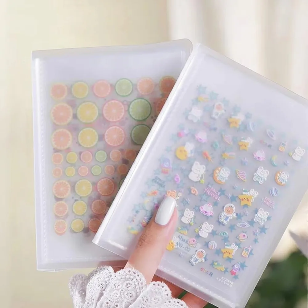 Solid Transparent Sticker Storage Book Large Capacity Blank Page Design Nail Art Piece Storage Book 40/80 Slots Empty Album