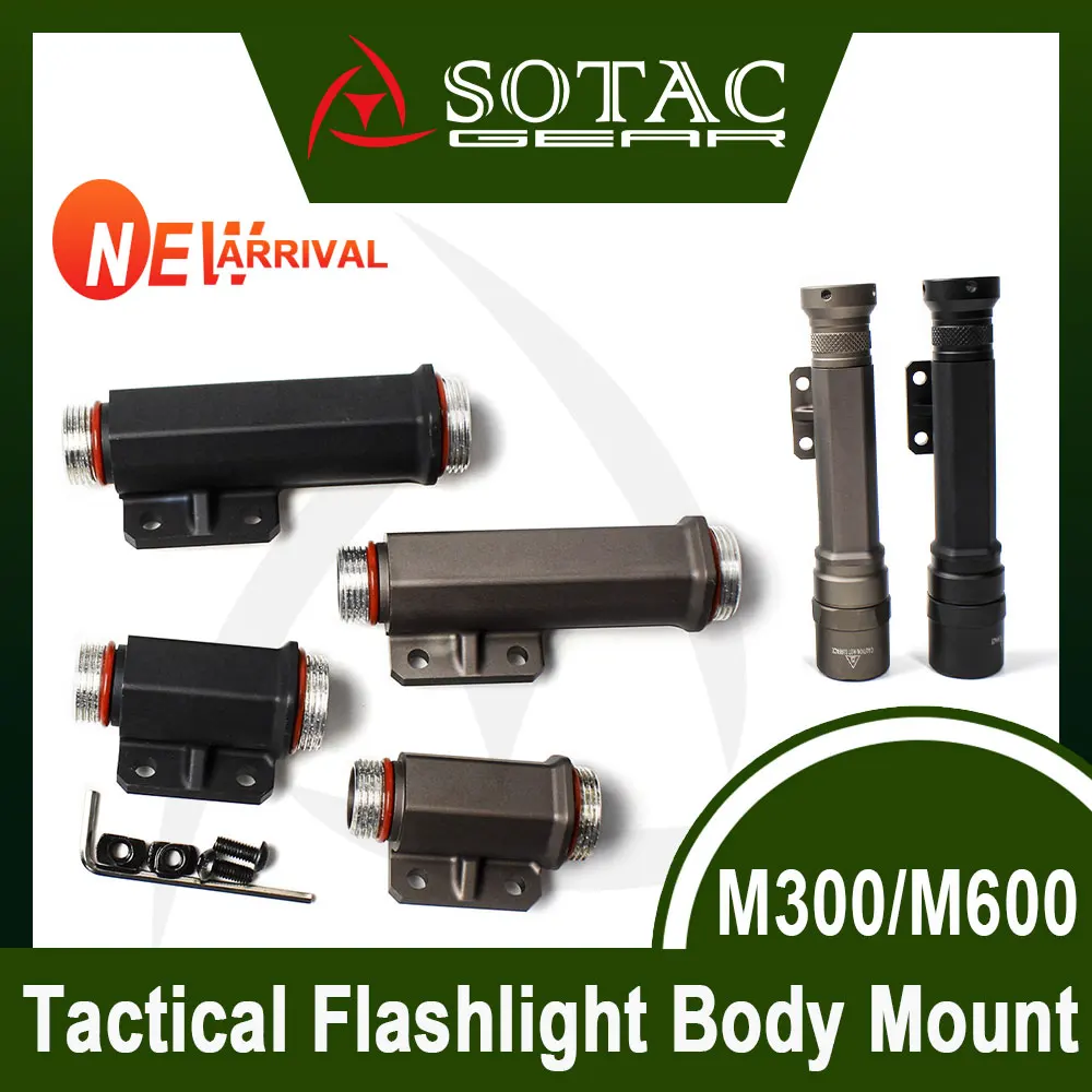 

SOTAC Tactical Aluminum Helmet Assembly Flashlight Body Mount for M300 M600 Series Scout Light Accessories with Screw Hole