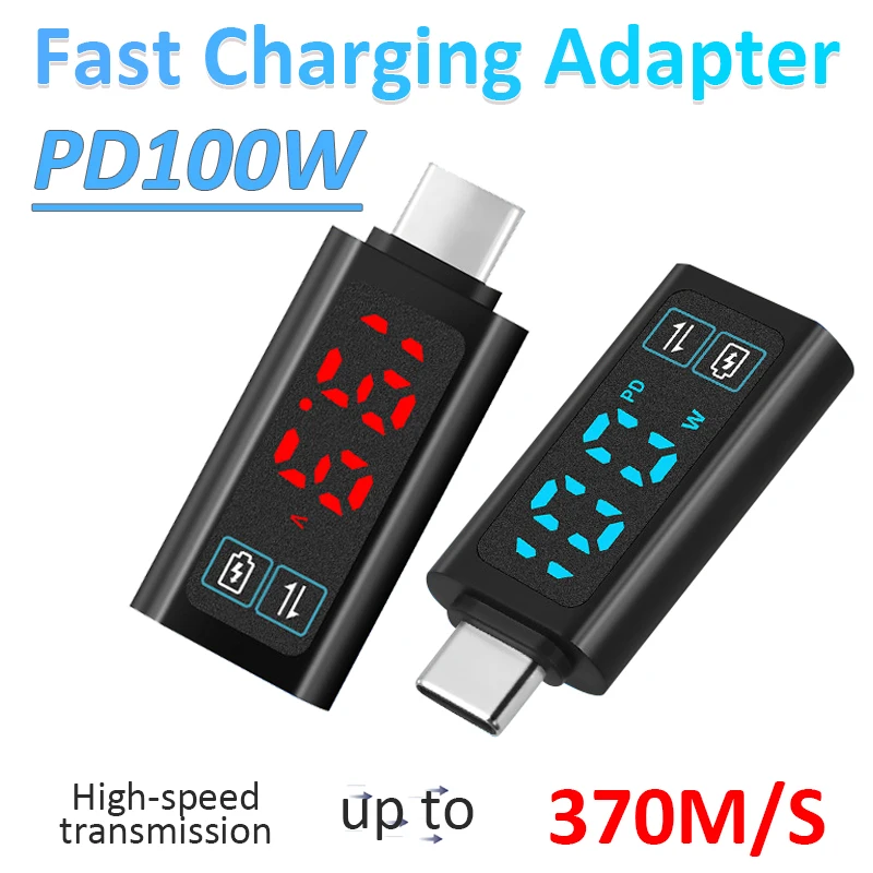 

DC5-24V Fast Charging Adapter PD100W Intelligent Digital Display Voltmeter Power Meter USB Type-C to C Connector Data Transafer