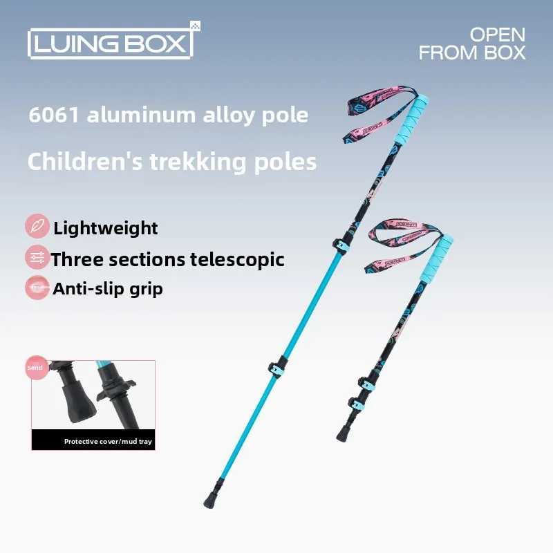 

LUING BOX-Qingxing KID Детские треккинговые палки из алюминиевого сплава, регулируемые палки для ходьбы, опора для ходьбы