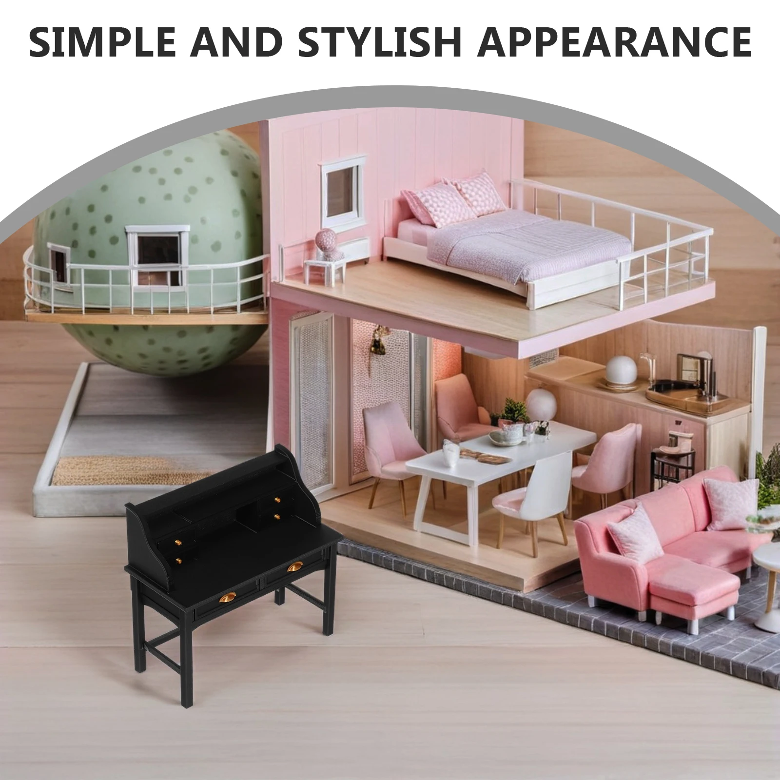 Mini Möbel Puppenhaus Wohnzimmer Vintage Miniatur Schreibtisch Spielzeug für Tisch Modell Miniaturen