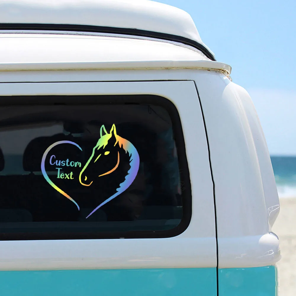 1pc Colorful Loving Horse Custom Text Car Assessoires Stickers On The Car Funny Colorful Car Stickers Auto Automobile Decals
