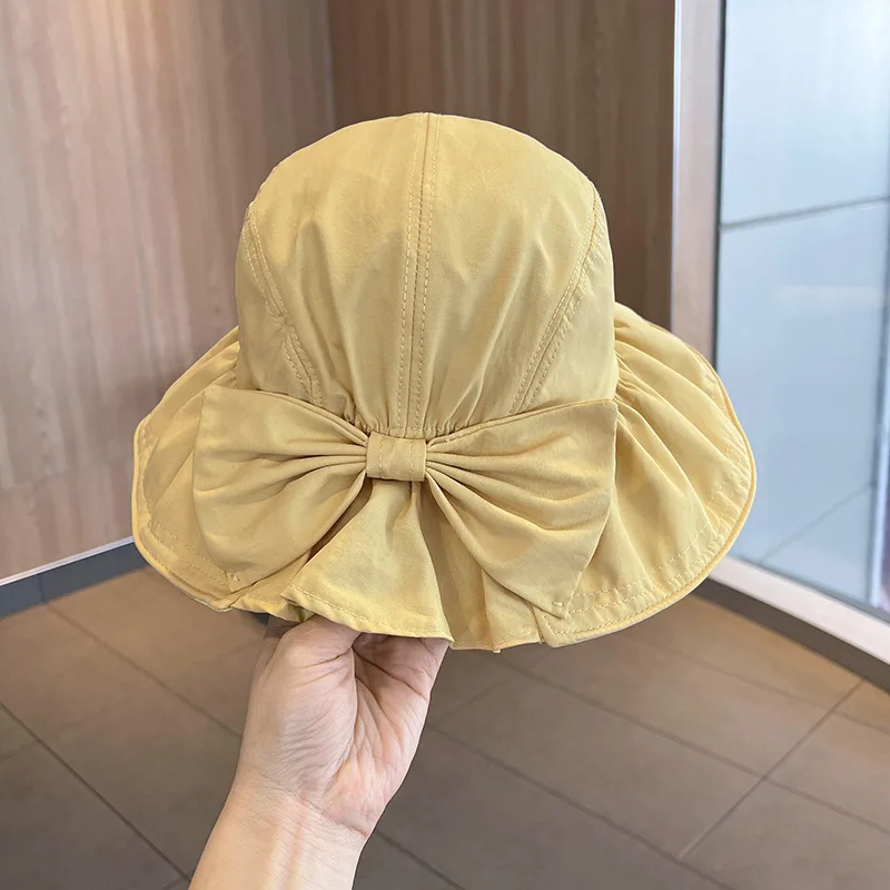 Women\'s Spring Summer Bow Knot Fisherman Hat Basin Sun Sunscreen Bucket Hat Fashion Sun Hat Cap H11