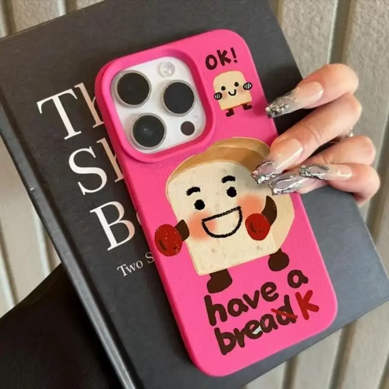 SEIRASSIM cute cartoon bread phone case for iphone 16 pro max 15 plus 14 13 11 12 silicone back cover for iphone xs xr x bumper