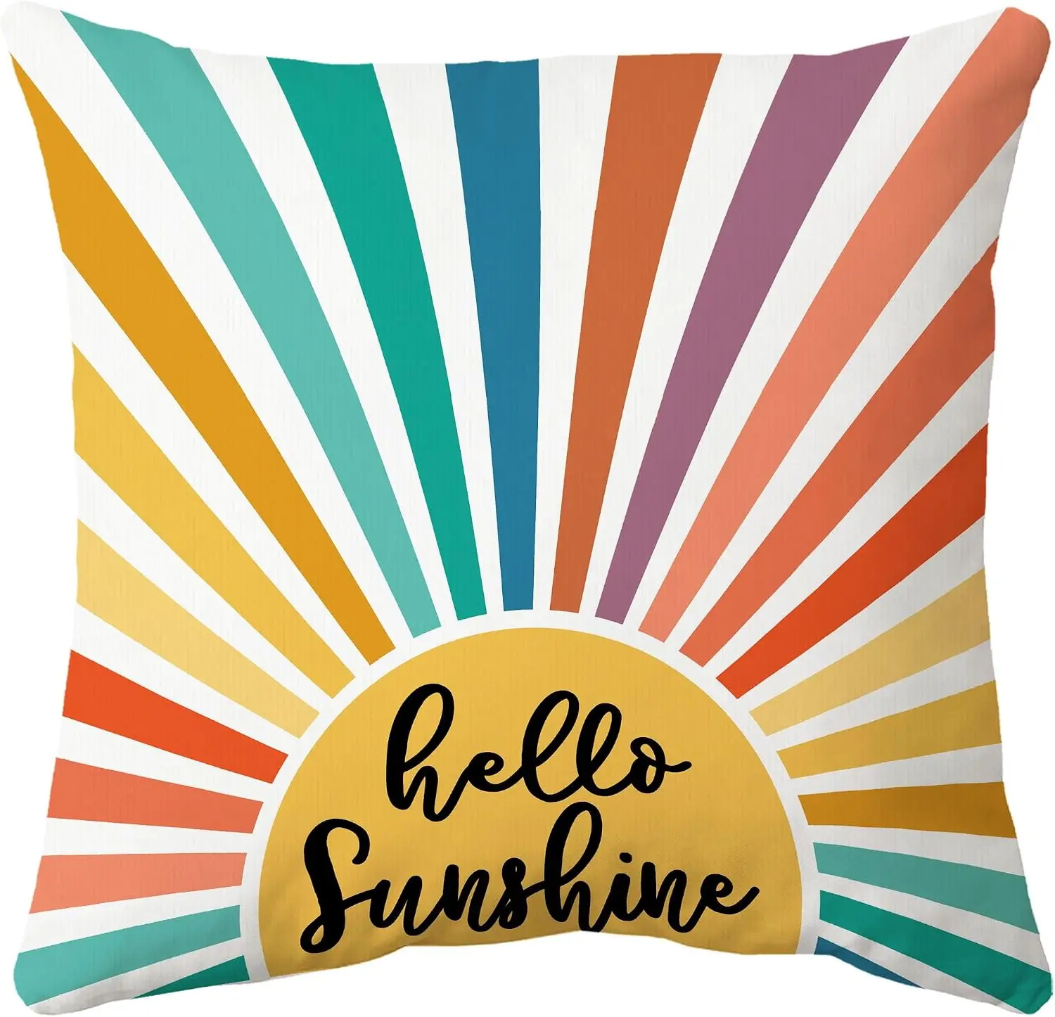 Boho Sunshine Hello Decor Throw Pillow Cover Pillowcase Cushion for Nursery Bedroom Home Decor Gift Accent Art Modern Retro Yell