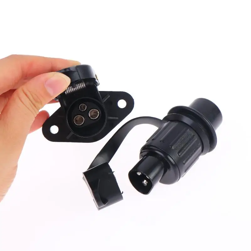 12V 3 Pin Trailer Socket Flat Plug Connector Plastic European Car Cable Connector Socket Trailer Truck Power Supply Plug