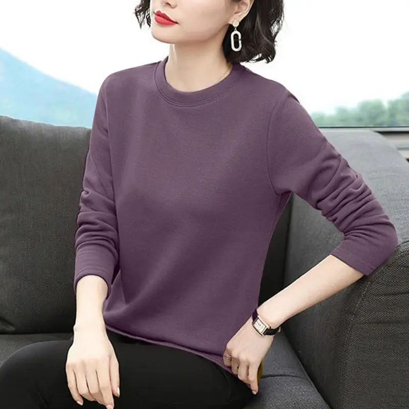 Casual Women Spring High Weight Aodelai Cotton Long Sleeve T Shirt Loose Layering Basic Tops 2 Pcs Optional Pack S-4XL