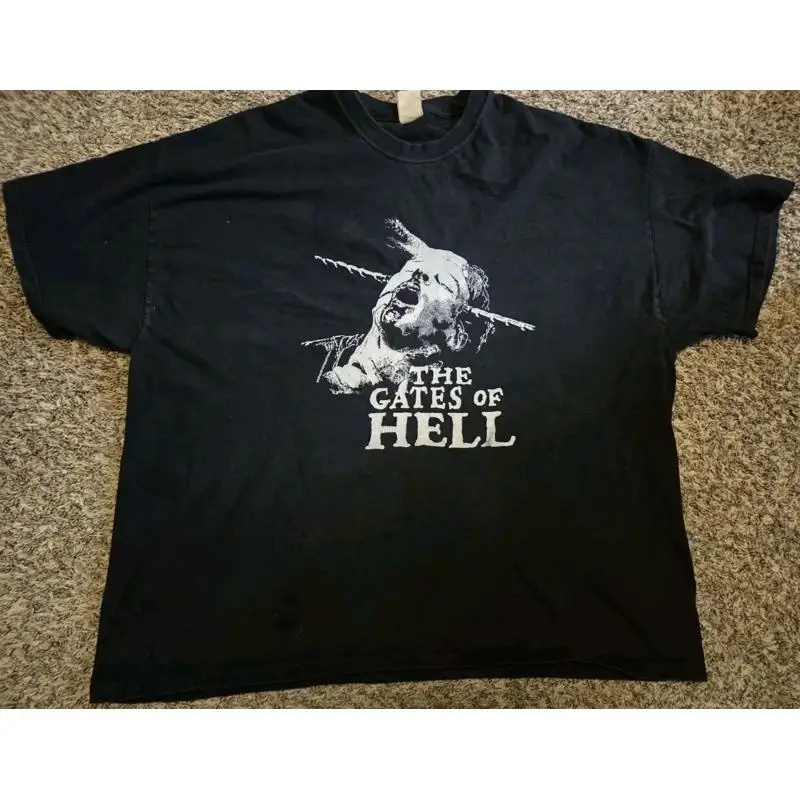 The Gates Of Hell Face Graphic Barbed Wire T-Shirt