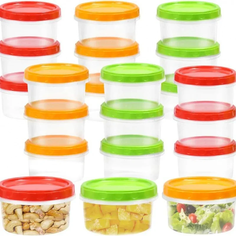 【21-Count 250ml Meal Prep Boxes】3 Color Twist-Lock Lids, Airtight Storage Containers for Snacks, Leftovers, Ingredients