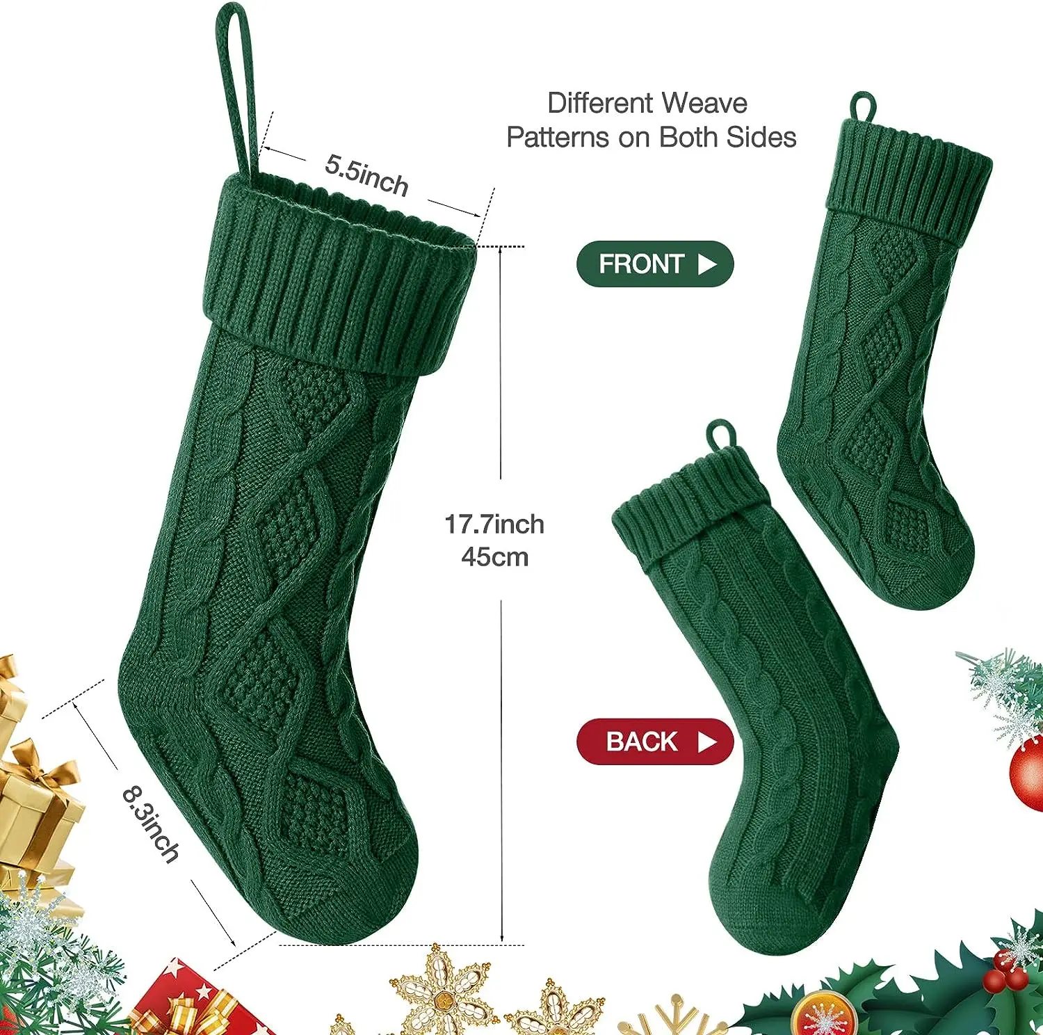 Christmas Stockings For Kids Large Size Cable Knit Stocking Christmas Decorations For Family Party - Image 6